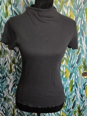 Rag & Bone Classic Black Short-Sleeve Mock Neck Top